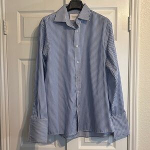 Slim Fit Blue & White Striped Dress Shirt